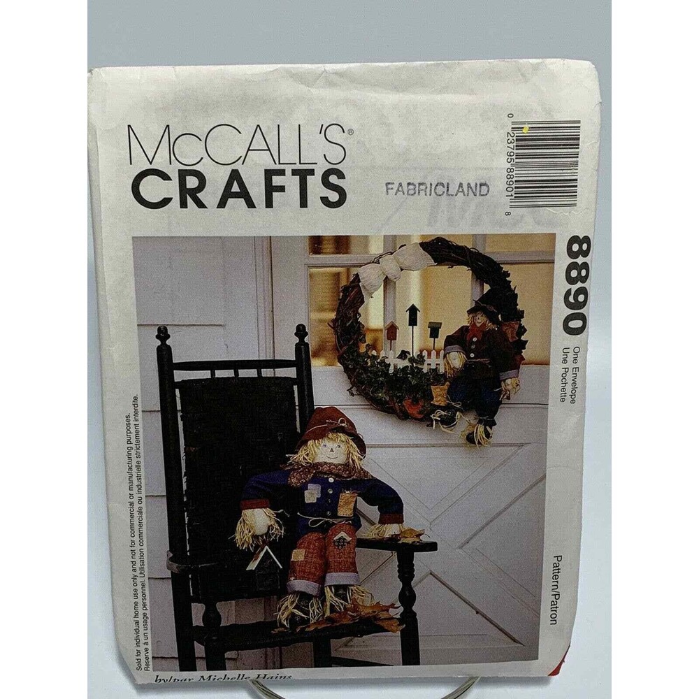 Thanksgiving Scarecrow Doll & Wreath M8890 Uncut Pattern Harvest Fall Decor